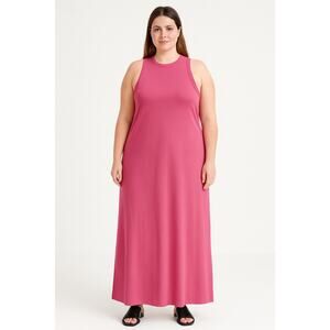 The Drop Dress Ribbed Pink Women's Large Sleeveless Knit Tank Midi Shift